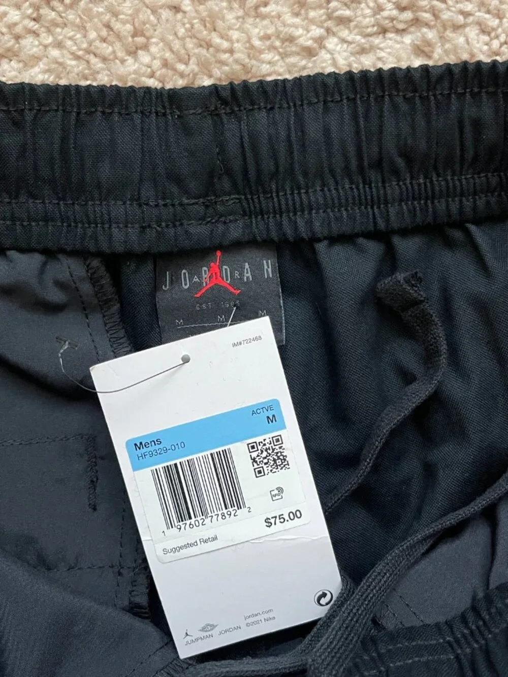 Nike Air Jordan Essentials Woven Pants Black Men's Size Medium